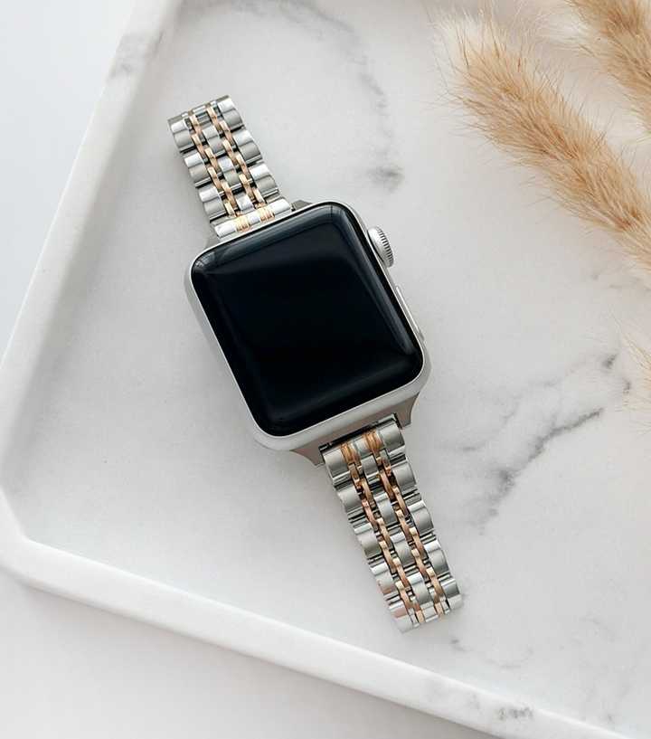 Coconut Lane Rose Gold Slim Links Apple Watch Strap