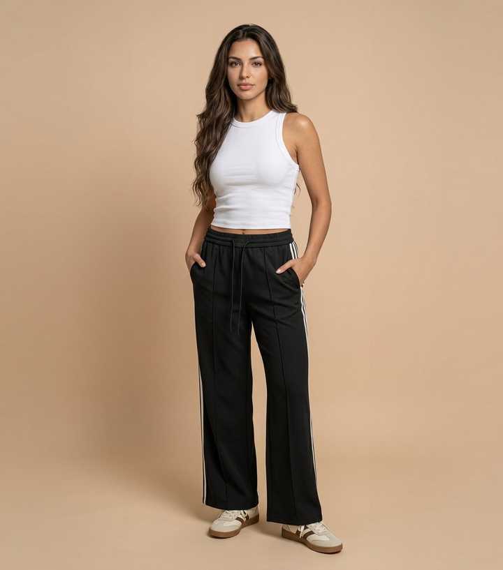 Urban Bliss Black Side Stripe Straight Joggers