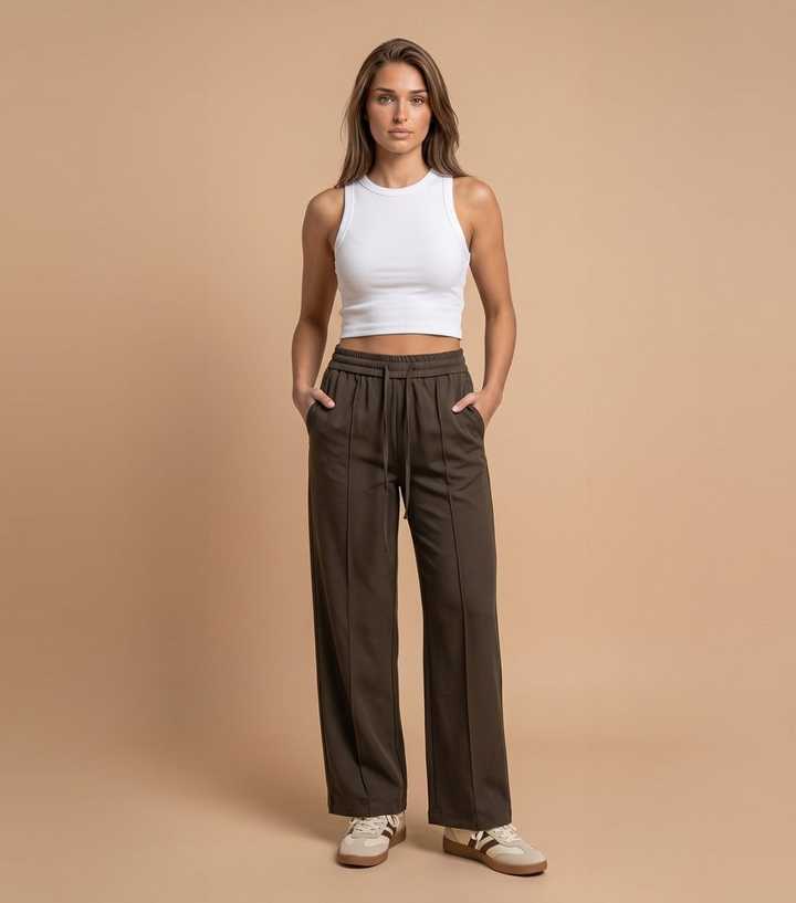 Urban Bliss Brown Side Stripe Straight Joggers
