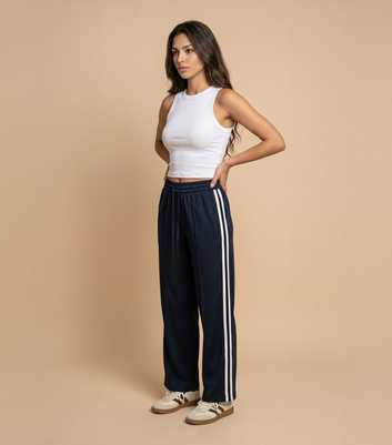 Urban Bliss Blue Side Stripe Straight Joggers