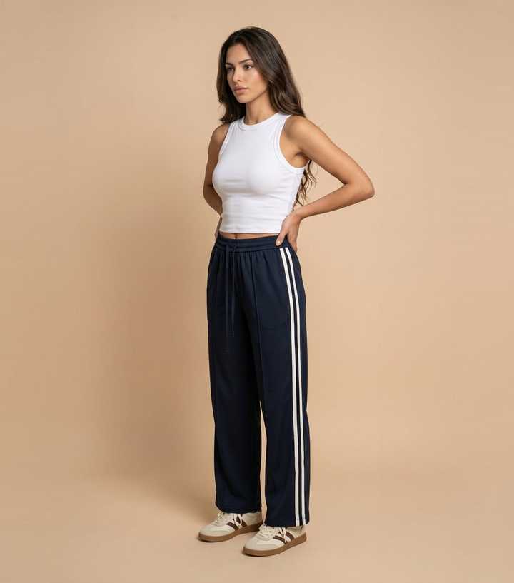 Urban Bliss Blue Side Stripe Straight Joggers