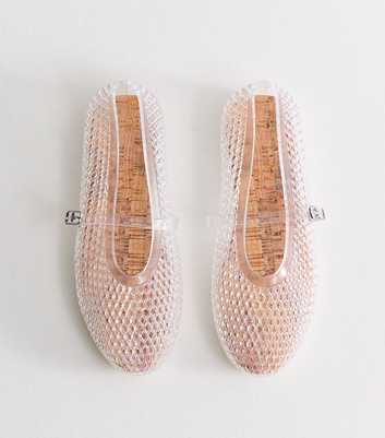 Truffle Clear Lattice Front Strap Jelly Shoes