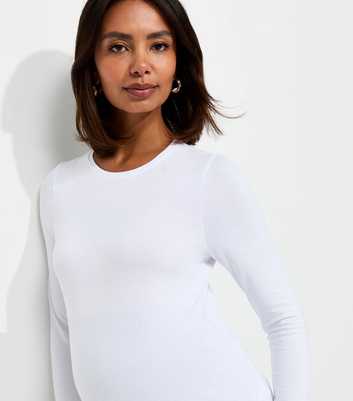 Maternity White Cotton Rich Long Sleeve Top