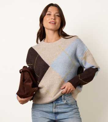 Blue Vanilla Blue Argyle Knitted Jumper