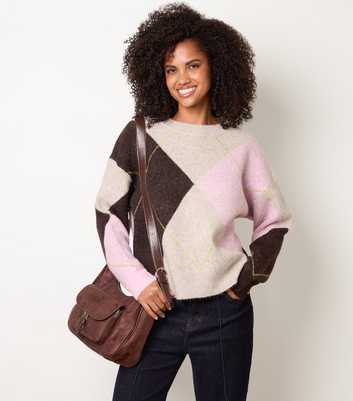 Blue Vanilla Light Pink Argyle Knitted Jumper
