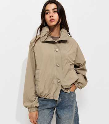 Mink Lightweight Button Front Windbreaker Jacket