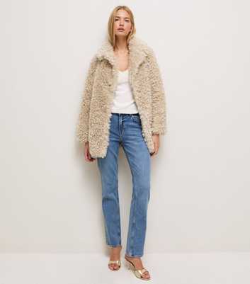 Cream Curly Faux Fur Jacket
