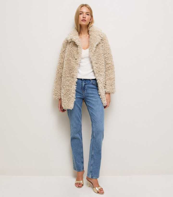 Cream Curly Faux Fur Jacket