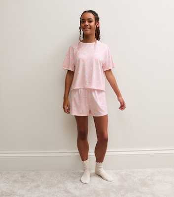 Girls Light Pink Christmas Snowman Print Short Sleeve Pyjama Set