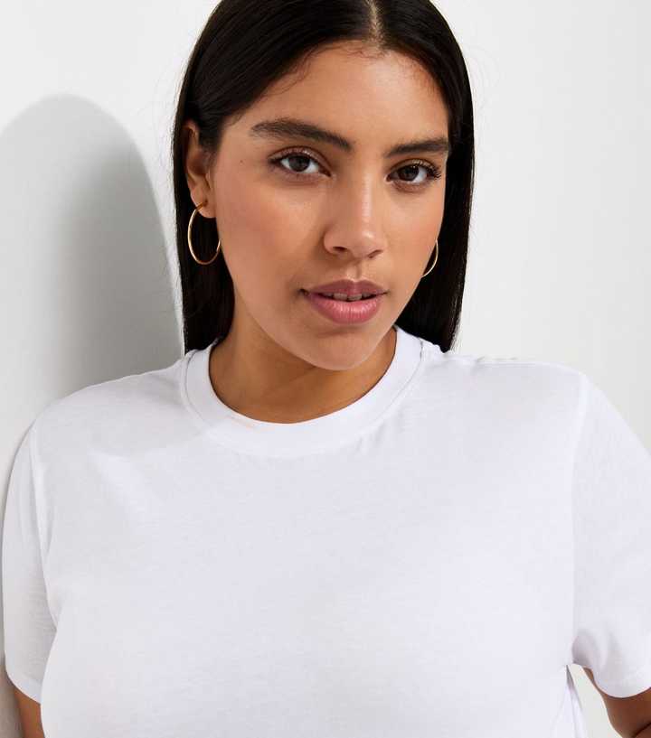 Curves White Cotton Relaxed Fit T-Shirt