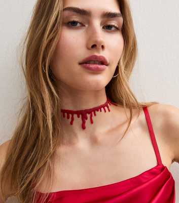 Bright Red Halloween Blood Choker Necklace