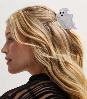 Silver Glittery Halloween Ghost Hair Claw Clip