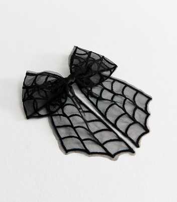 Black Mesh Halloween Spider Web Bow Hair Clip