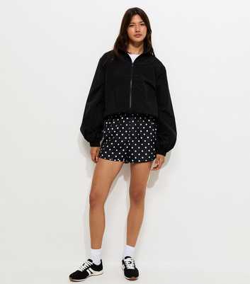 Black Polka Dot Parachute Run Shorts