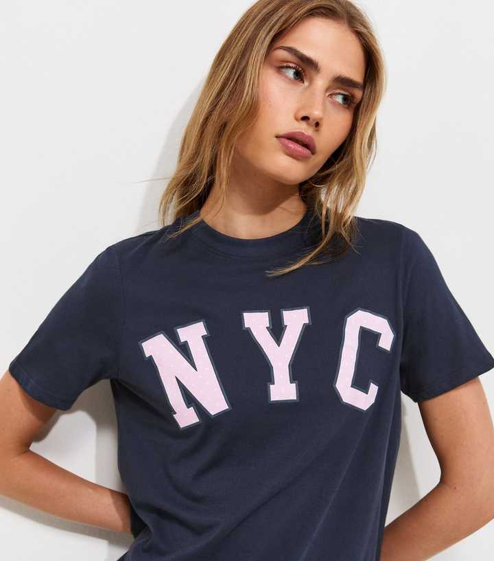 Navy NYC Polka Dot Embroidered Relaxed T-Shirt