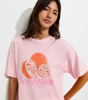 Light Pink Cotton Santorini Orange Oversized T-Shirt