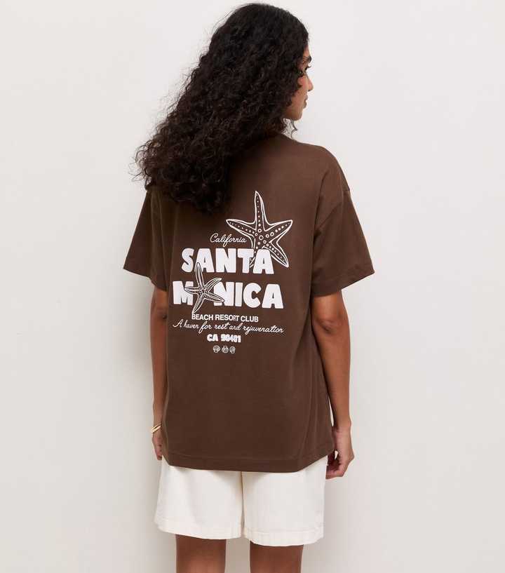 Dark Brown Cotton Santa Monica Oversized T-Shirt