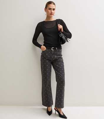 Black Polka Dot Wide Leg Adalae Jeans