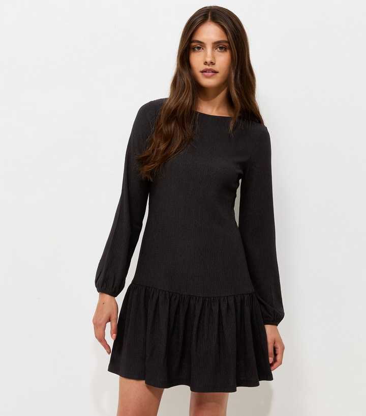 new look black mini dress Black Buckle Detail Long Sleeve Mini Dress