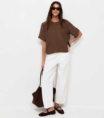 Dark Brown Woven Short Sleeve T-Shirt