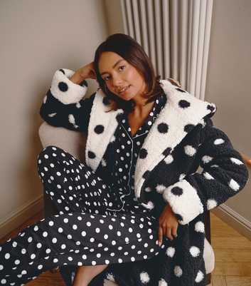 Loungeable Black Borg Polka Dot Hooded Dressing Gown