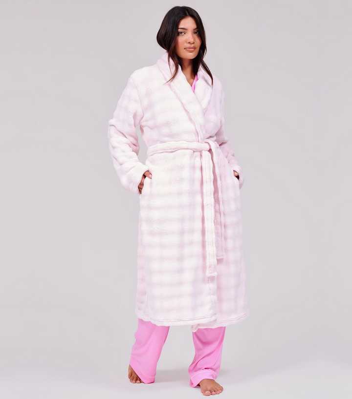 Loungeable Light Pink Bubble Fleece Dressing Gown