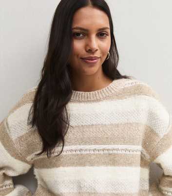 Cream Stripe and Sparkle Knitted Jumper