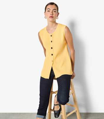 Apricot Bright Yellow Press Stud Sleeveless Top
