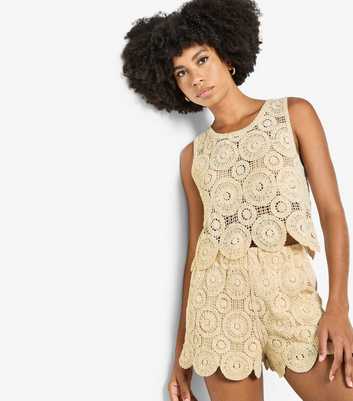 Apricot Stone Crochet Shorts