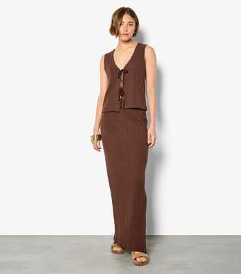 Apricot Dark Brown Maxi Column Skirt