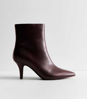 Burgundy Faux Leather Ankle Boots