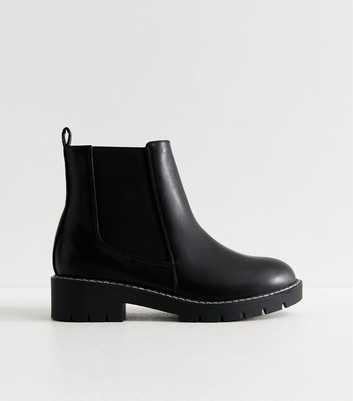 Extra Wide Fit Black Contrast Stitch Chelsea Boots