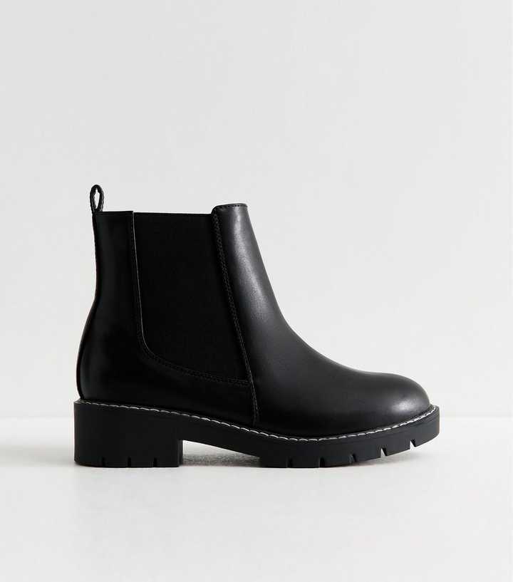 Extra Wide Fit Black Contrast Stitch Chelsea Boots