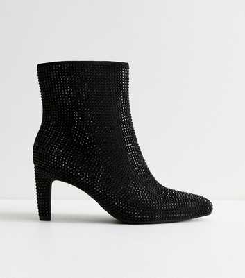 Black Gem Embellished Ankle Boots