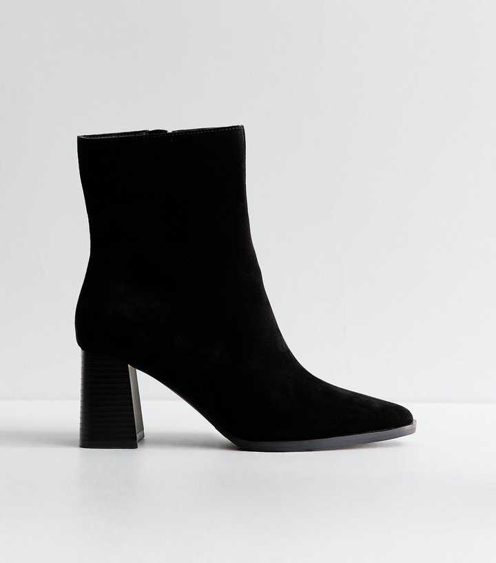 Premium Real Suede Black Ankle Boots