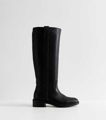 Black Leather Knee High Boots