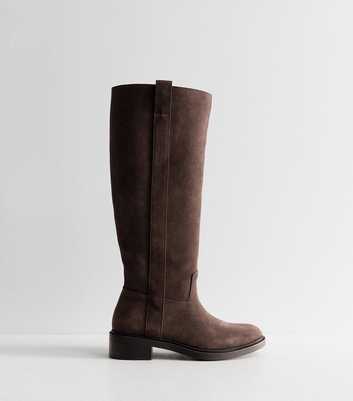 Dark Brown Leather Knee High Boots