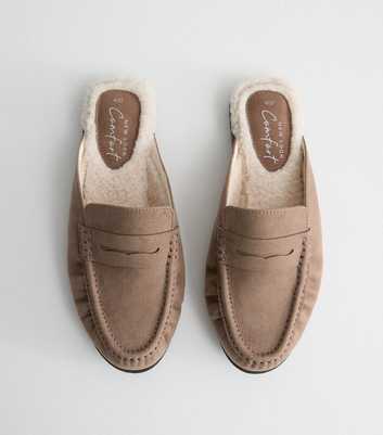 Mink Faux Suede Borg Texture Mules
