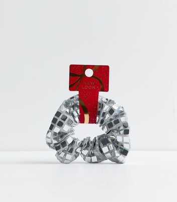Silver Christmas Disco Ball Scrunchie