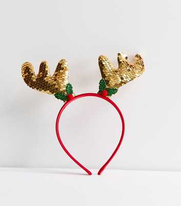 Brown Christmas Sequin Embellished Reindeer Headband