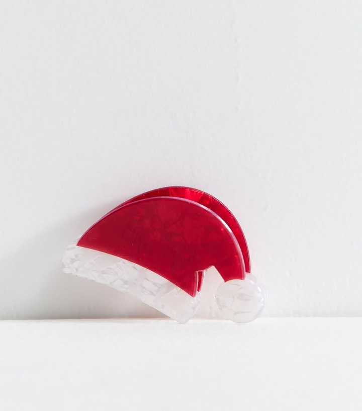 Bright Red Christmas Santa Hat Hair Claw Clip