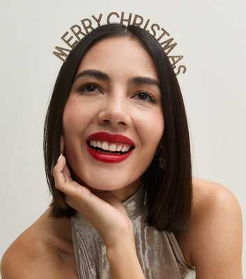 Gold Tone Christmas Merry Christmas Headband