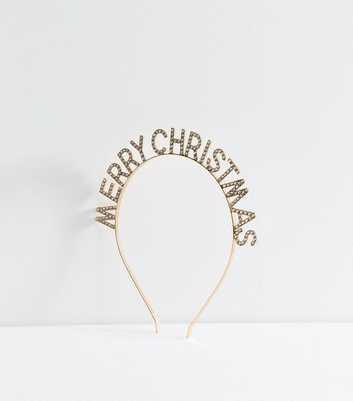 Gold Tone Christmas Merry Christmas Headband