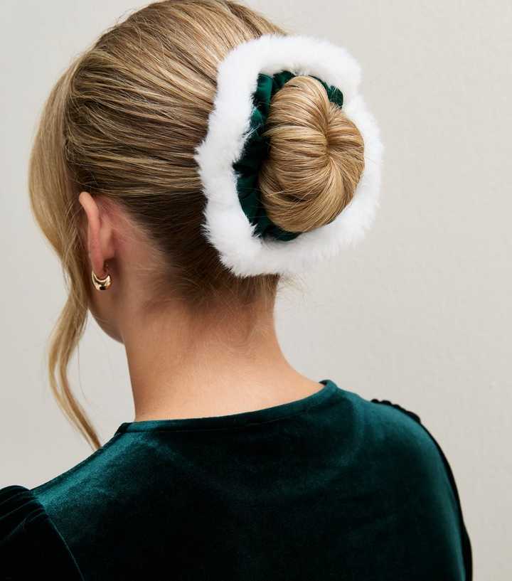 Bright Green Christmas Satin Santa Scrunchie