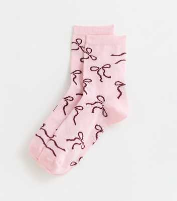 Pink Bow Pattern Ankle Socks