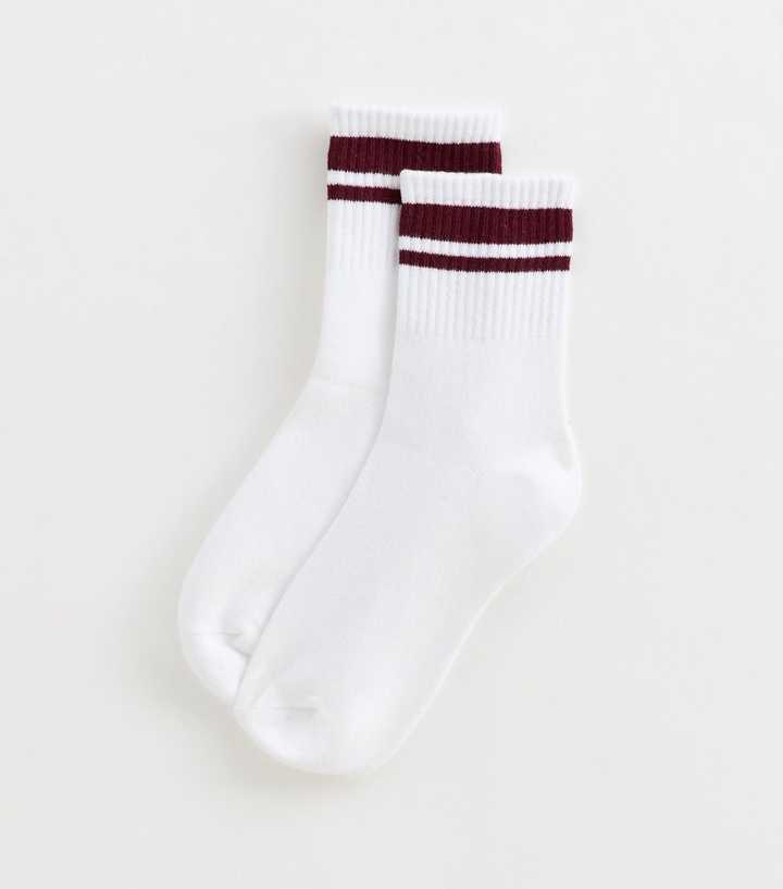Dark Burgundy Cotton Rich Striped Tube Socks