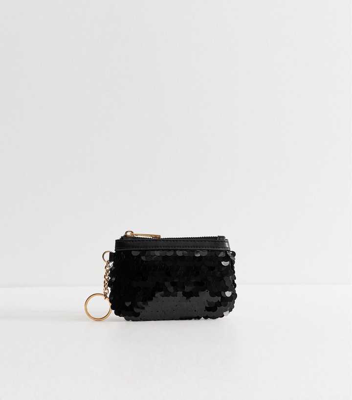 Black Sequin Embellished Coin Purse