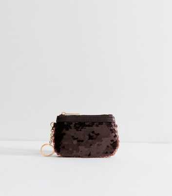 Dark Brown Sequin Embellished Coin Purse