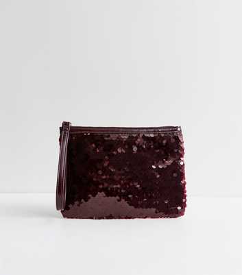 Dark Burgundy Sequin Embellished Pouch