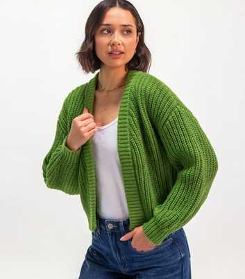 Sunshine Soul Bright Green Chunky Fisherman Knit Long Sleeve Cardigan